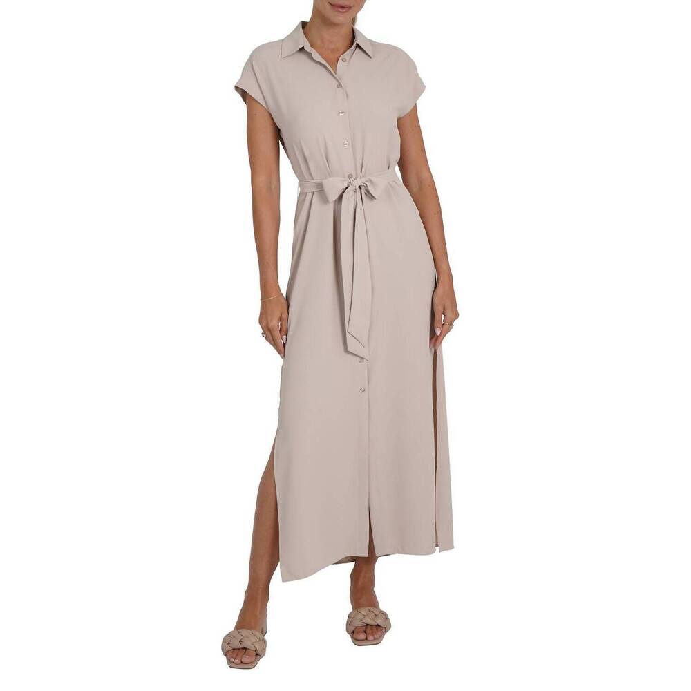 NEW LOVE TOKEN maggie shirt dress in taupe